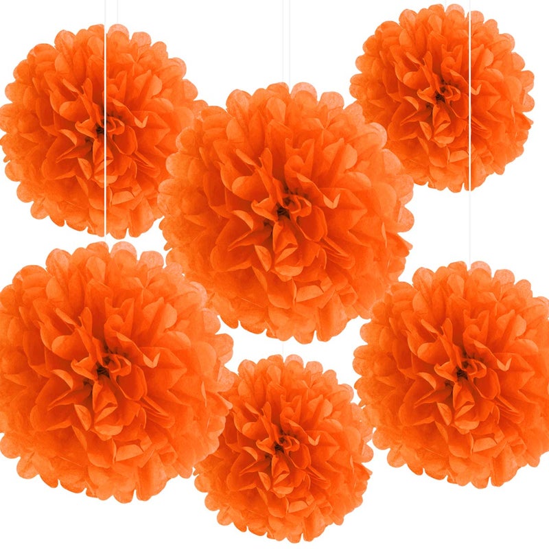 Binpeng Paper Pom Poms Hanging Paper Flower Ball Wedding Party Celebrations Decorations Outdoor Decoration Flowers Craft for Party Birthday Party (BIN-Orange 6pk) - Image 1